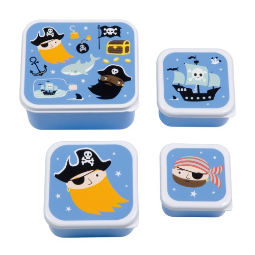 A Little Lovely Company Σετ 4 Παιδικά Δοχεία Φαγητού Lunch & Snack Box Pirates