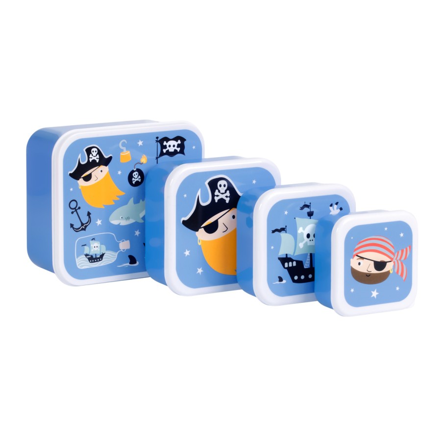 A Little Lovely Company Σετ 4 Παιδικά Δοχεία Φαγητού Lunch & Snack Box Pirates