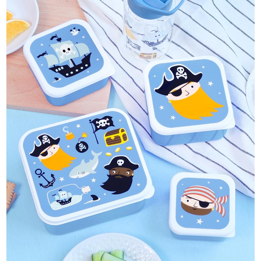 A Little Lovely Company Σετ 4 Παιδικά Δοχεία Φαγητού Lunch & Snack Box Pirates