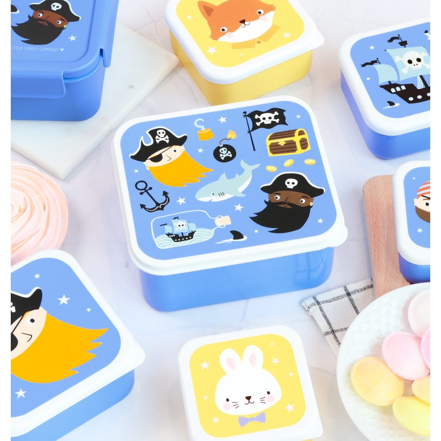 A Little Lovely Company Σετ 4 Παιδικά Δοχεία Φαγητού Lunch & Snack Box Pirates