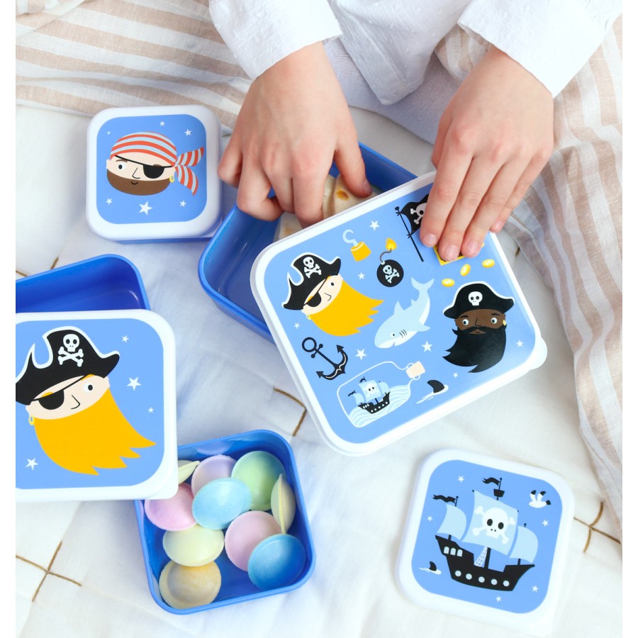 A Little Lovely Company Σετ 4 Παιδικά Δοχεία Φαγητού Lunch & Snack Box Pirates