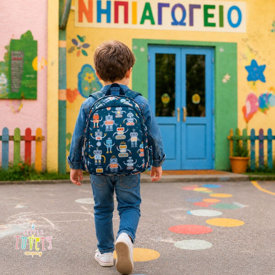 Τσάντα Πλάτης Νηπιαγωγείου με Ισοθερμική Θήκη A Little Lovely Company Robots