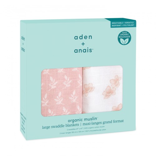Aden + Anais Essentials Σετ 2 Μουσελίνες από Βαμβακερό Βαμβάκι Organic Swaddles Earthly 120x120εκ.