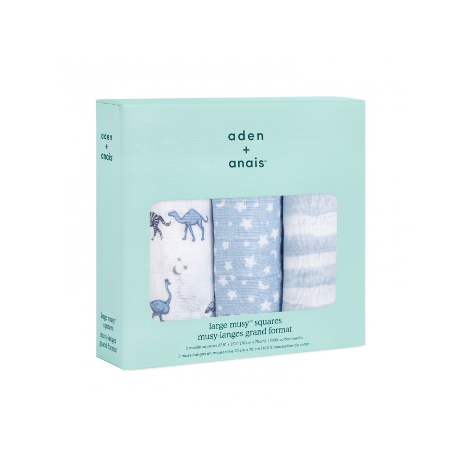 Aden + Anais Essentials Σετ 3 Βαμβακερές Μουσελίνες Boutique Cotton Squares Rising Star 70x70εκ.