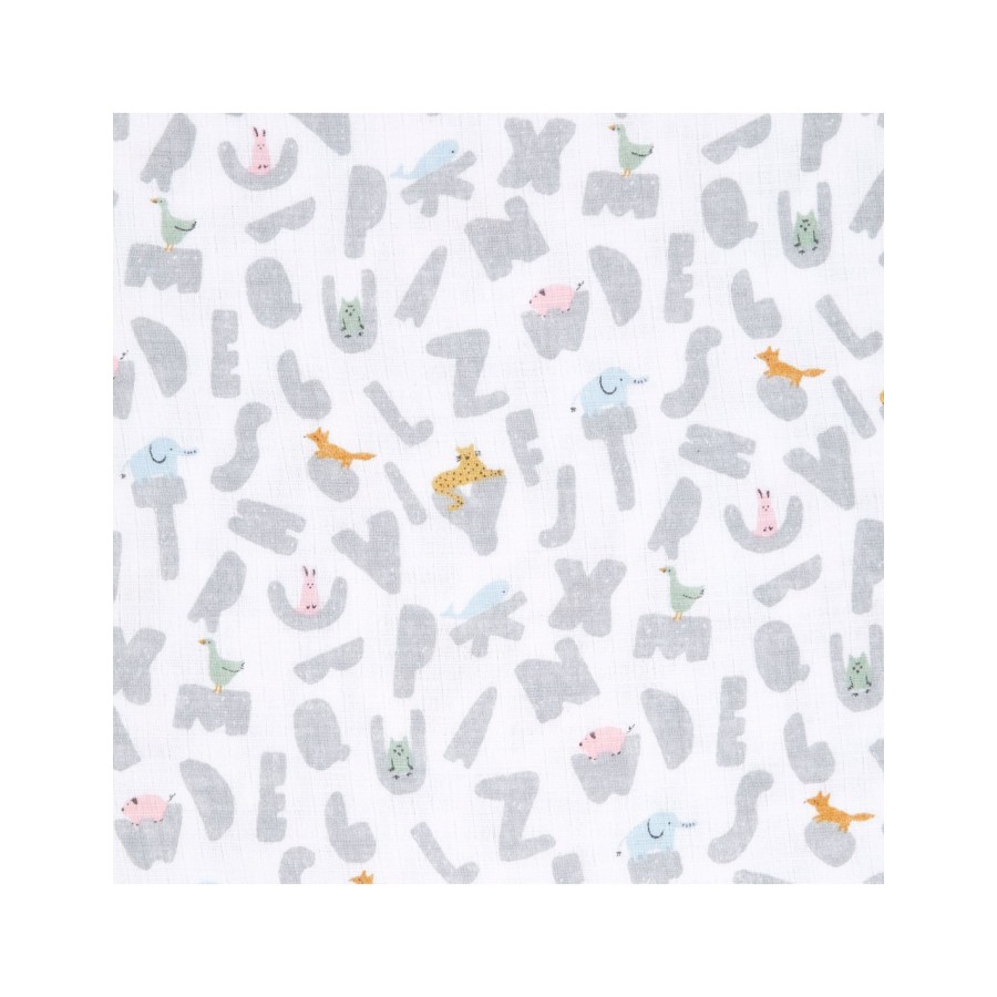 Aden + Anais Essentials Σετ 4 Βαμβακερές Μουσελίνες Swaddle Box Alphabet Animals 112x112εκ.