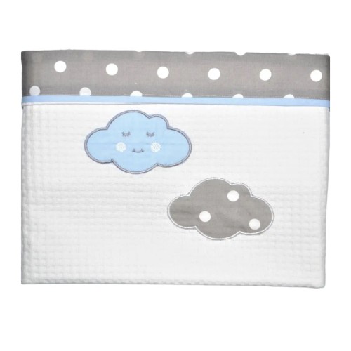 Baby Star Κουβέρτα Πικέ με Φάσα 100x150εκ. Συννεφάκι Σιέλ