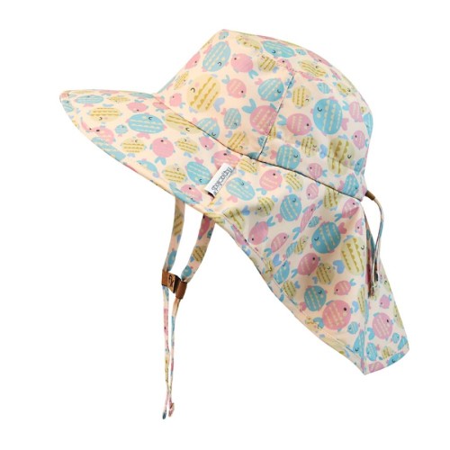 FlapJackKids Cape Sunhat Kissing Fish UPF50+ – Παιδικό Αντηλιακό Καπέλο Παραλίας για Βρέφη & Παιδιά-2-4  ετών