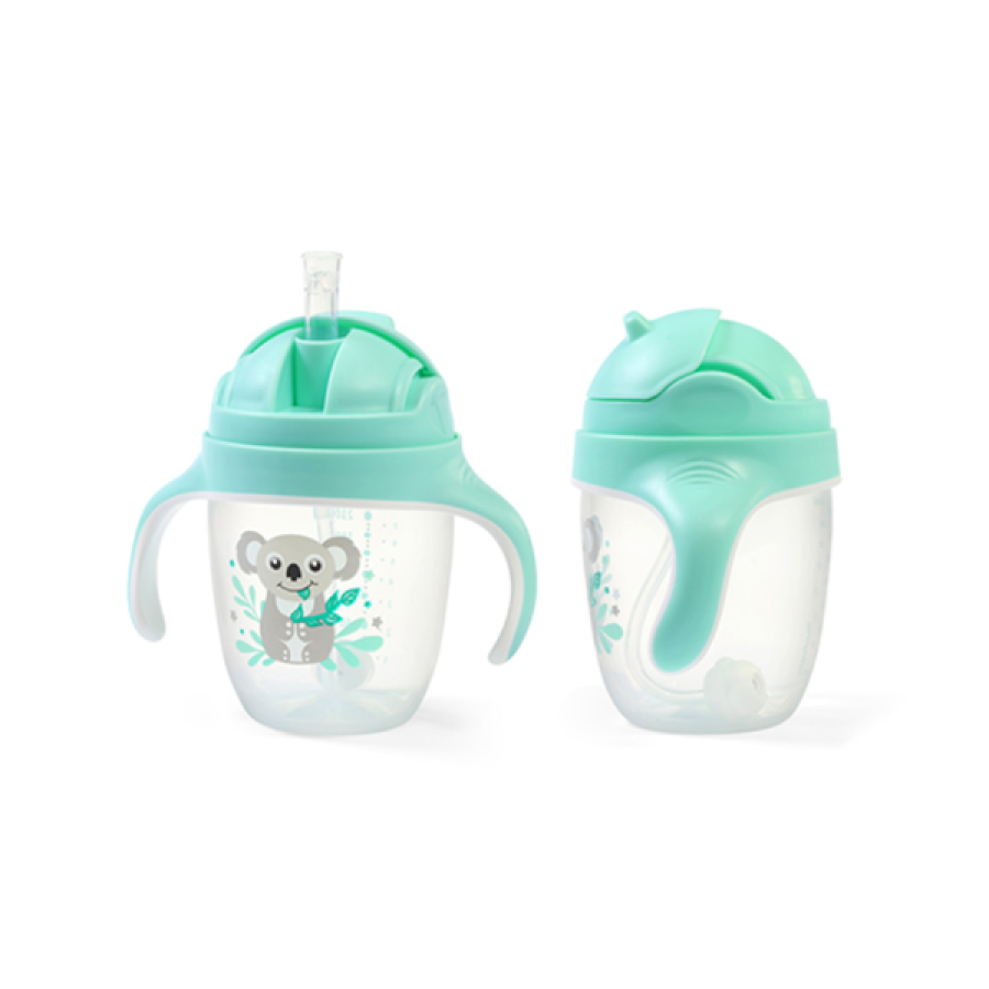 BabyOno Παιδικό Ποτηράκι Sippy Cup με Καλαμάκι από Σιλικόνη & Βαρίδι 240ml Mint