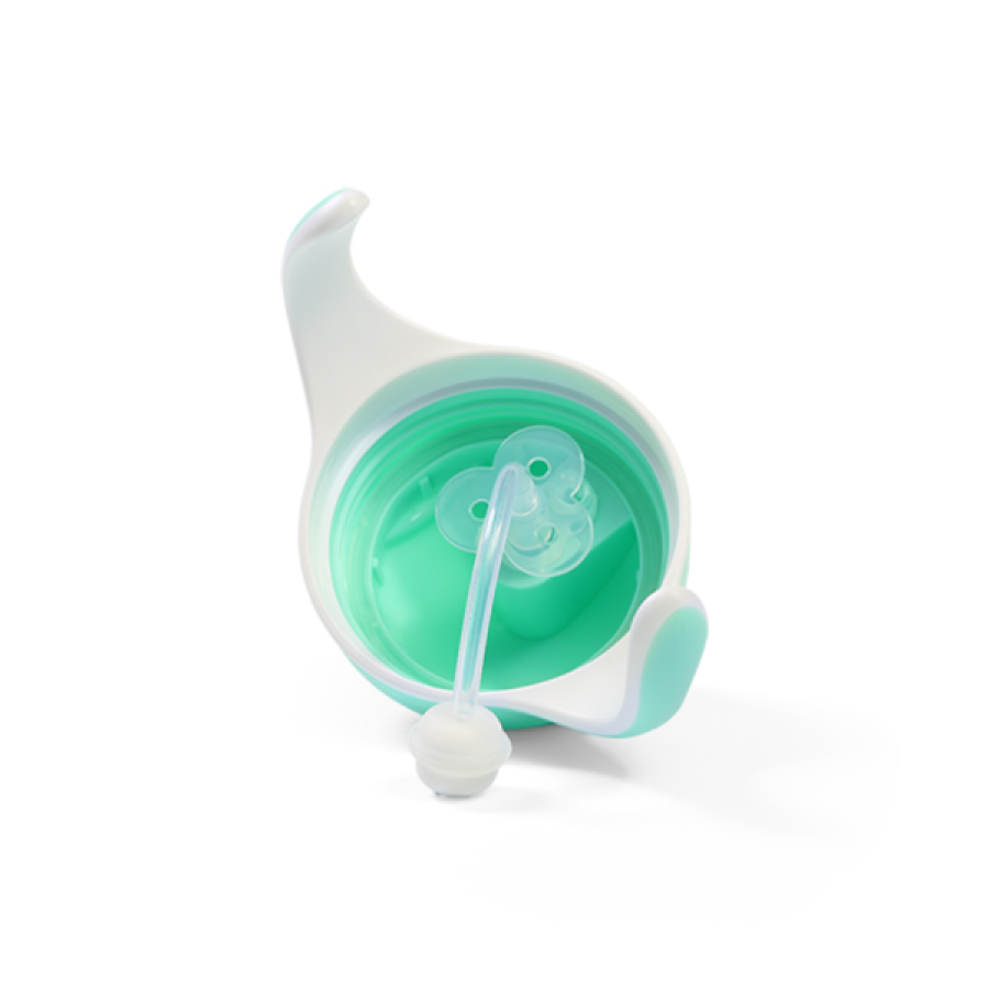 BabyOno Παιδικό Ποτηράκι Sippy Cup με Καλαμάκι από Σιλικόνη & Βαρίδι 240ml Mint