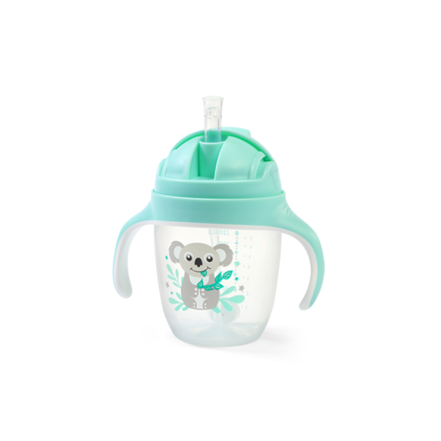 BabyOno Παιδικό Ποτηράκι Sippy Cup με Καλαμάκι από Σιλικόνη & Βαρίδι 240ml Mint