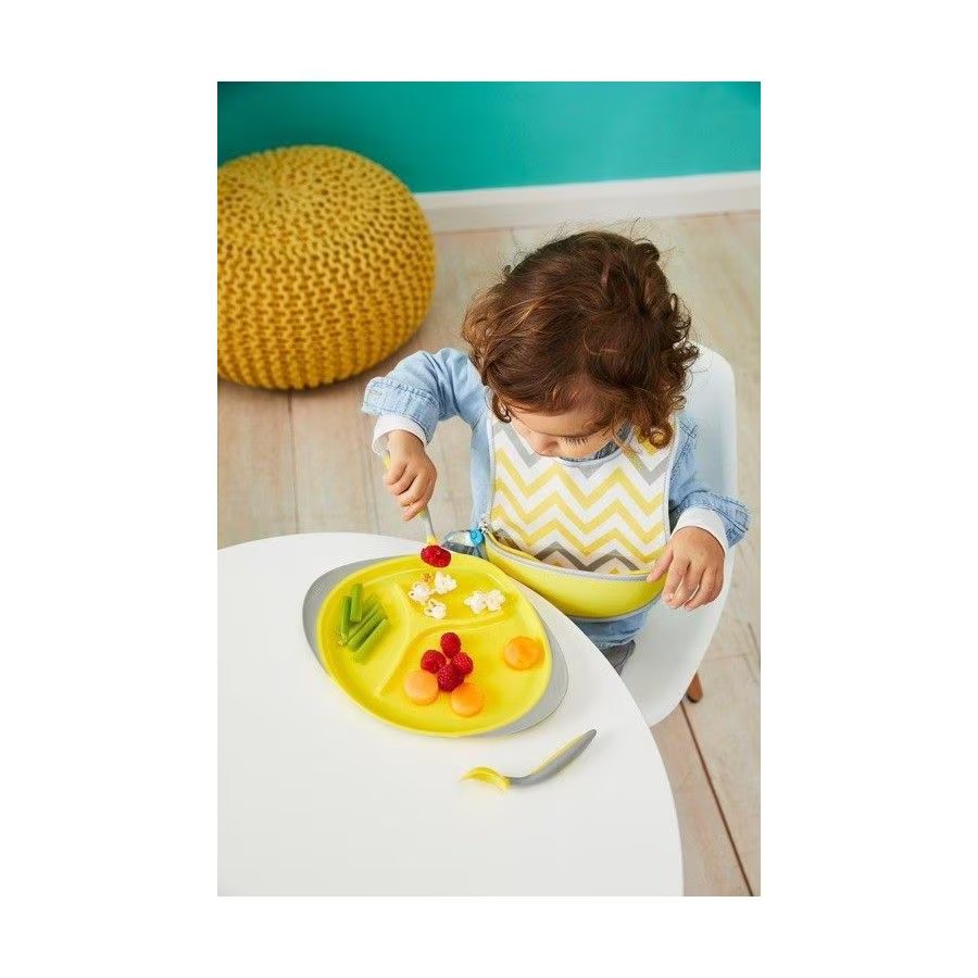 Σαλιάρα Ταξιδίου με Θήκη και Κουτάλι Yellow B.Box