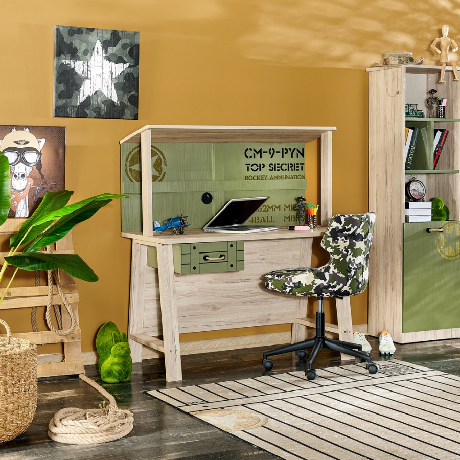 Bebe Stars Soldier Παιδικό Γραφείο Μελέτης με Συρτάρι, USB Θύρες & Αποθήκευση Καλωδίων