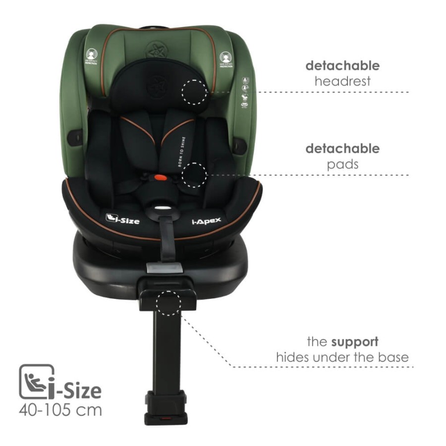 Bebe Stars Παιδικό Κάθισμα Αυτοκινήτου i-Apex i-Size 360° 0-36kg Green