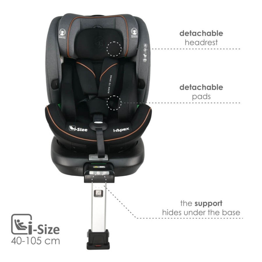 Bebe Stars Παιδικό Κάθισμα Αυτοκινήτου i-Apex i-Size 360° 0-36kg Grey