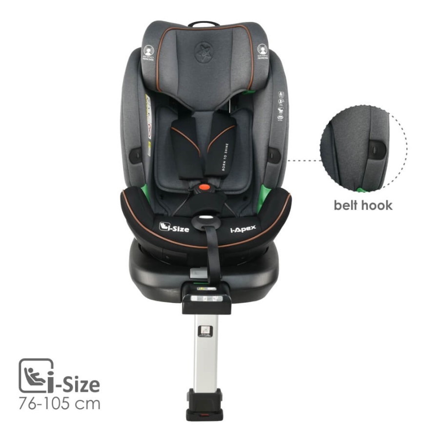 Bebe Stars Παιδικό Κάθισμα Αυτοκινήτου i-Apex i-Size 360° 0-36kg Grey
