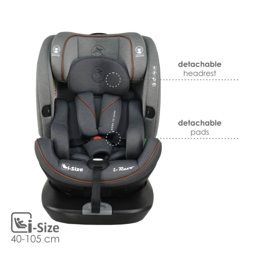 Bebe Stars Παιδικό Κάθισμα Αυτοκινήτου i-Revo i-Size 360° 0-36kg Grey