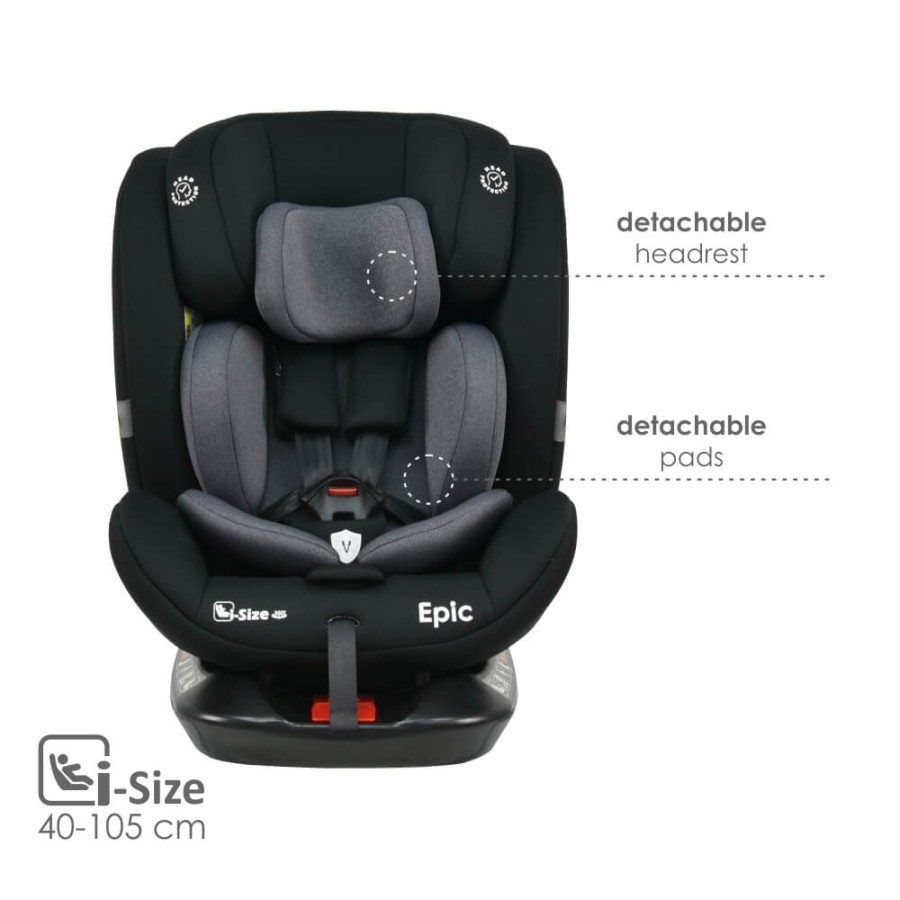 Bebe Stars Παιδικό Κάθισμα Αυτοκινήτου Epic Isofix i-Size 360° Black 0-36kg