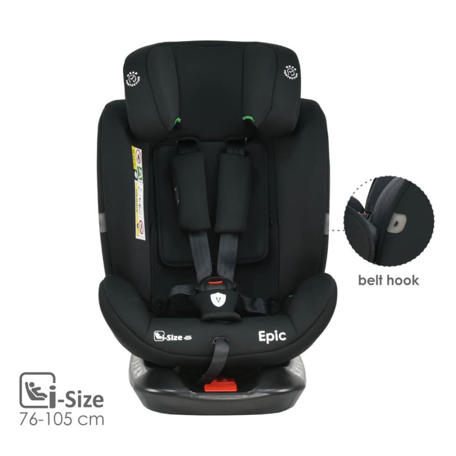 Bebe Stars Παιδικό Κάθισμα Αυτοκινήτου Epic Isofix i-Size 360° Black 0-36kg