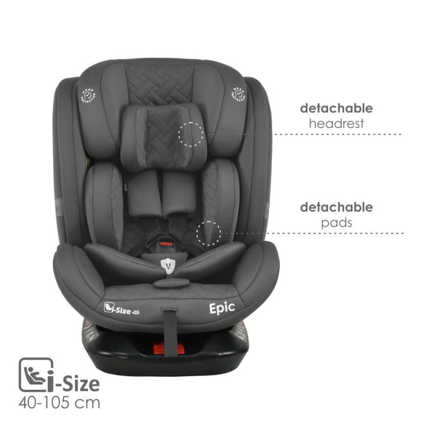Bebe Stars Παιδικό Κάθισμα Αυτοκινήτου Epic Isofix i-Size 360° Smoked Grey 0-36kg