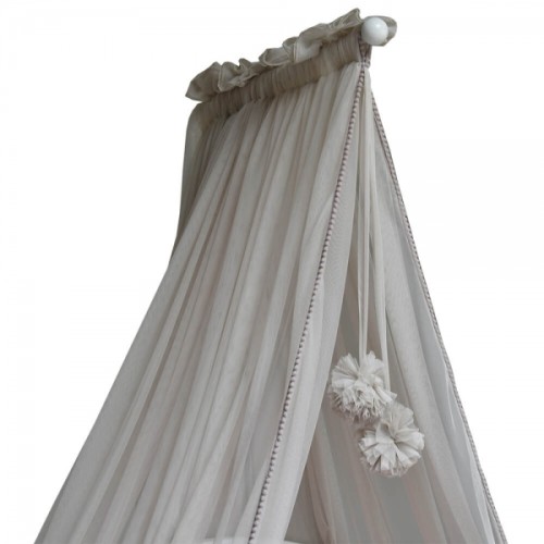 Bebe Stars Κουνουπιέρα Κρεβατιού με Pom-Pom Beige 603-182