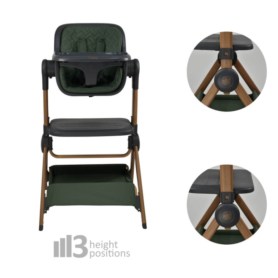 Bebe Stars Βρεφικό Λίκνο & Καρέκλα Φαγητού Serenity 2 σε 1 Forest Green