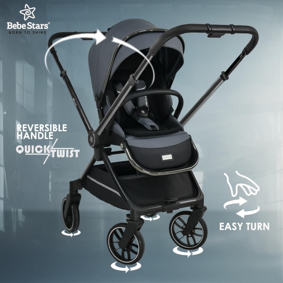 Bebestars Πολυκαρότσι Mirage 2σε1 με Αυτόματο Μηχανισμό Quick–Twist Olive