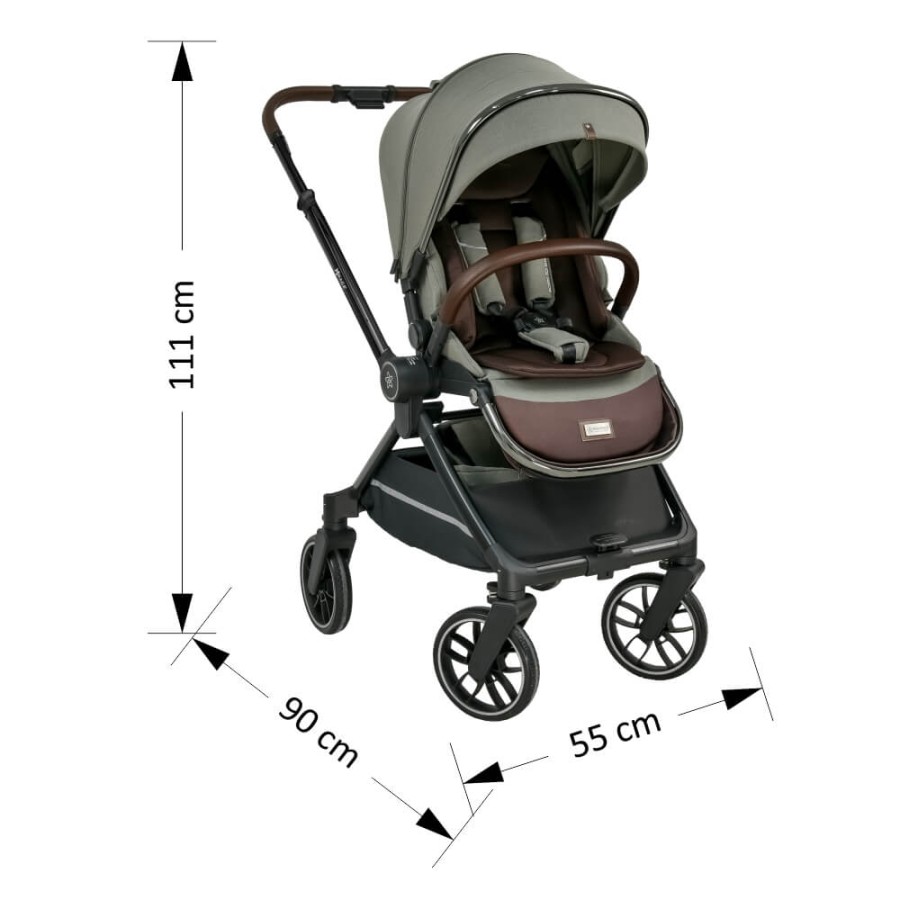 Bebestars Πολυκαρότσι Mirage 2σε1 με Αυτόματο Μηχανισμό Quick–Twist Olive