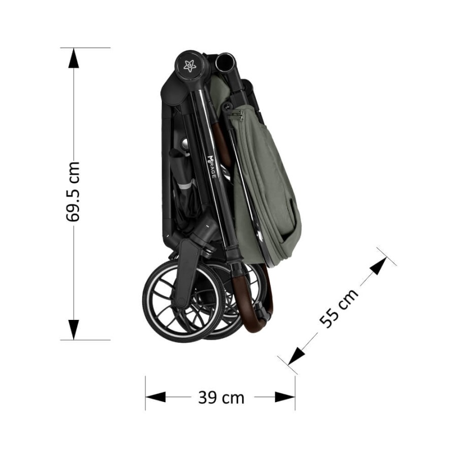 Bebestars Πολυκαρότσι Mirage 2σε1 με Αυτόματο Μηχανισμό Quick–Twist Olive
