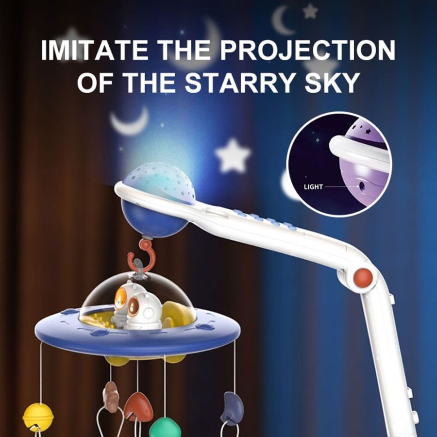 Bebe Stars Spaceship Μουσικό Κρεβατιού με Προβολέα, Λευκούς Ήχους & Τηλεχειριστήριο