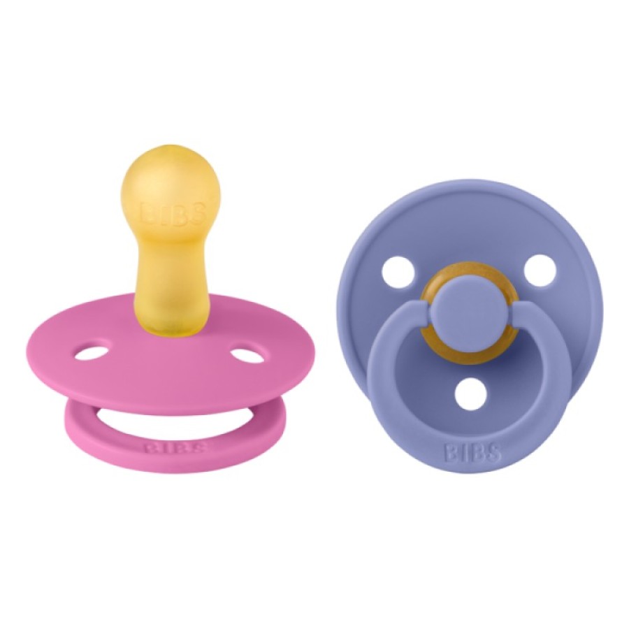 Πιπίλες Στρογγυλές Bibs Colour Bubblegum/Peri από 100% Φυσικό Καουτσούκ 2τμχ. No2 6+ μηνών