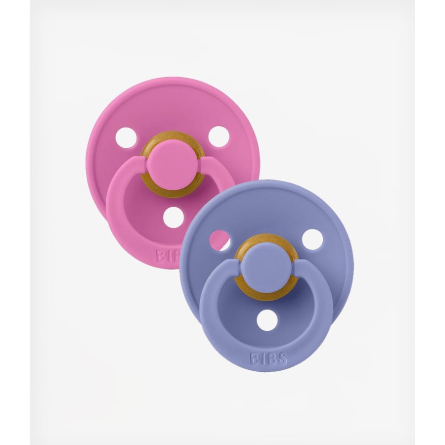 Πιπίλες Στρογγυλές Bibs Colour Bubblegum/Peri από 100% Φυσικό Καουτσούκ 2τμχ. No2 6+ μηνών