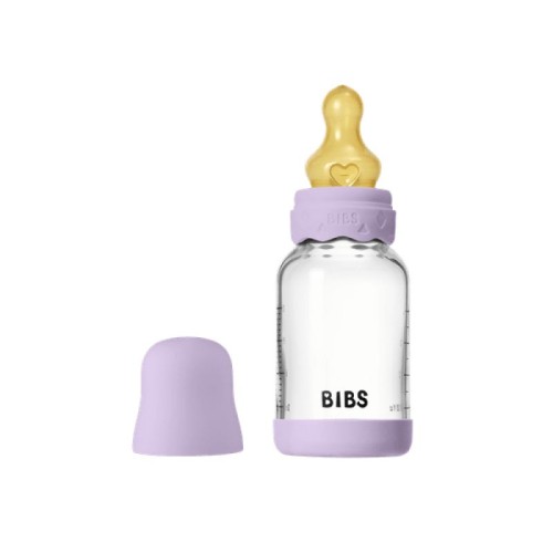 Bibs Γυάλινο Μπιμπερό 120ml με Θηλή Latex Αργής Ροής Violet Sky