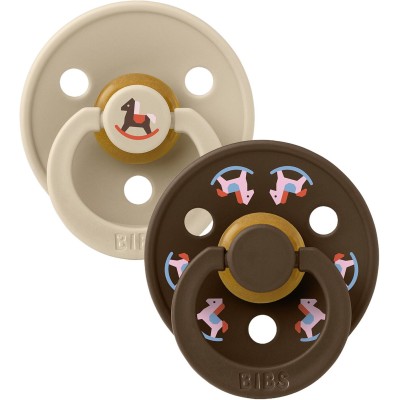 Πιπίλες Στρογγυλές Bibs Holiday Horse Vanilla Mocha από 100% Φυσικό Καουτσούκ 2τμχ. No2 6+ μηνών