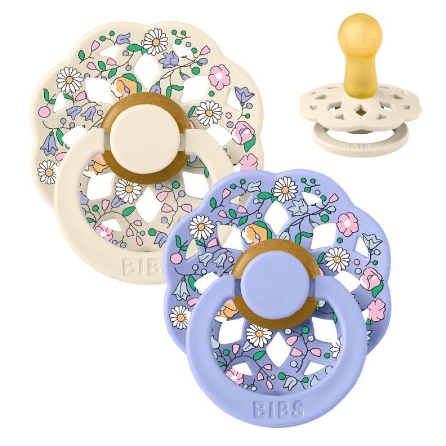 Πιπίλες Bibs Boheme Round Σετ Φυσικό Καουτσούκ No2 6m+ Chloe Meadow/Ivory Mix Σετ 2τμχ.