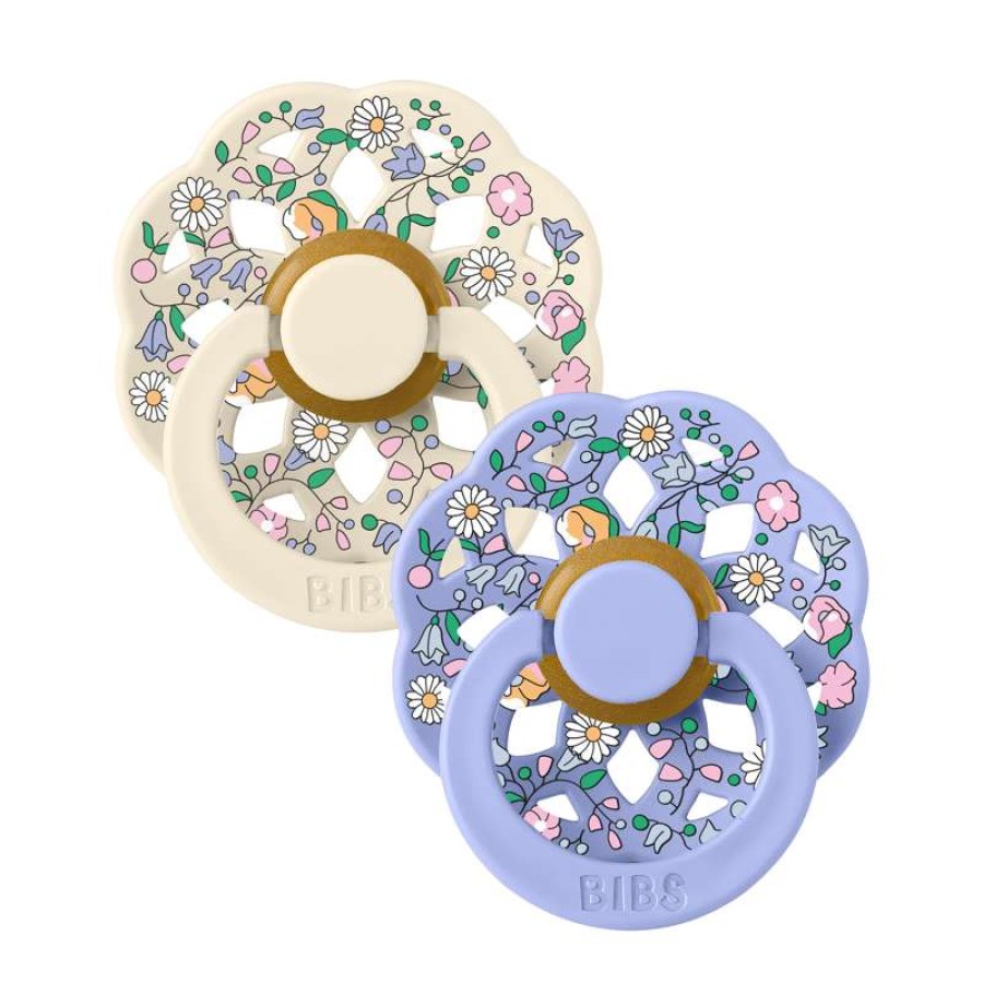 Πιπίλες Bibs Boheme Round Σετ Φυσικό Καουτσούκ No1 0-6m Chloe Meadow/Ivory Mix 2τμχ.