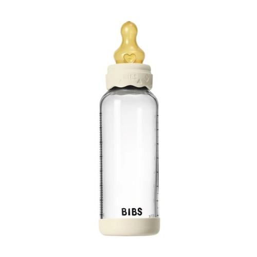 Bibs Γυάλινο Μπιμπερό 240ml με Θηλή Latex Μεσαίας Ροής Boheme Ivory