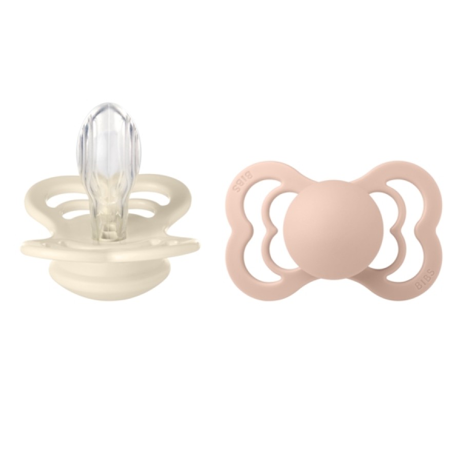 Bibs Πιπίλες Supreme από 100% Σιλικόνη Ivory - Blush 2τμχ. No2 6+ μηνών