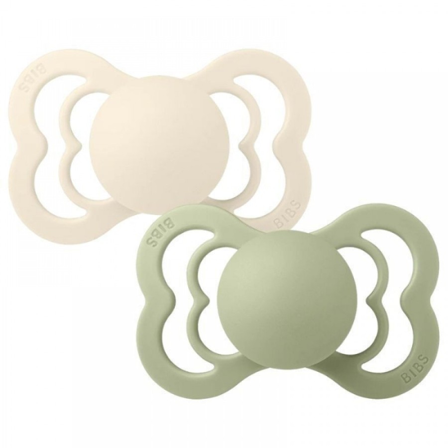 Bibs Πιπίλες Supreme από 100% Σιλικόνη Ivory - Sage 2τμχ. No2 6+ μηνών