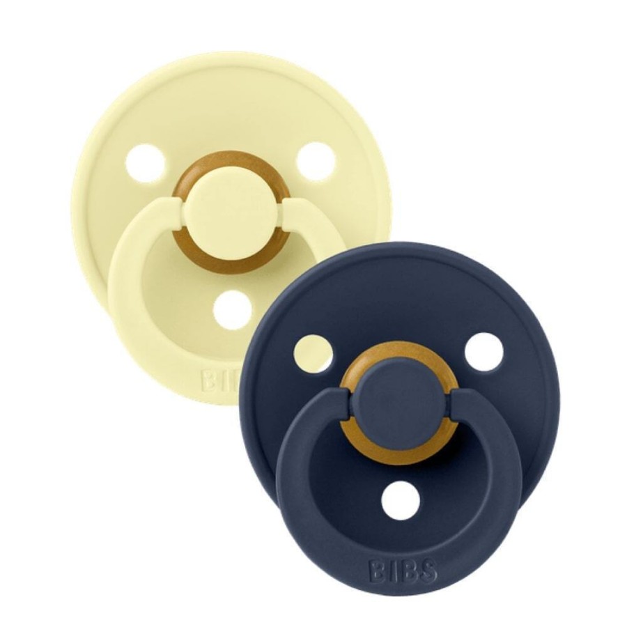 Πιπίλες Στρογγυλές Bibs Colour Dusky Luna / Deep Space από 100% Φυσικό Καουτσούκ 2τμχ. No1 0-6 μηνών