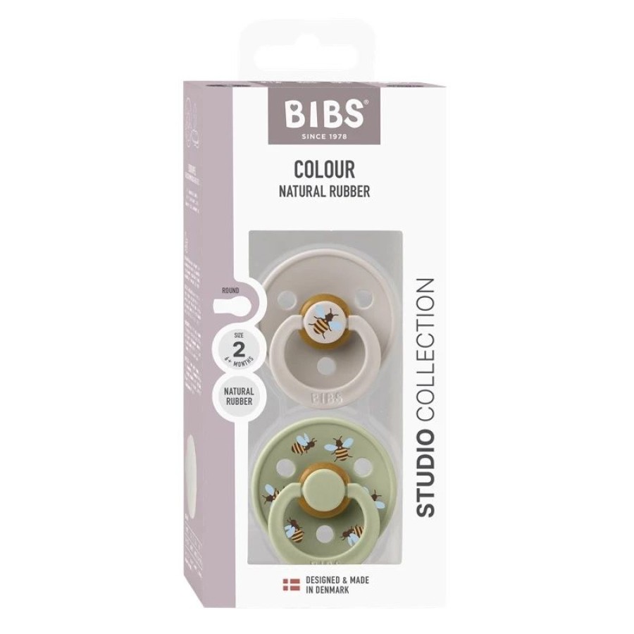 Bibs Πιπίλες Studio Colour Bumblebee Mushroom Mix από 100% Φυσικό Καουτσούκ 2τμχ. No2 6+ μηνών