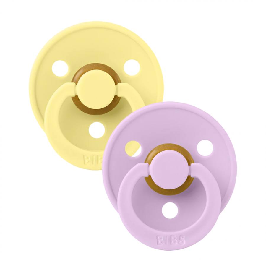 Πιπίλες Στρογγυλές Bibs Colour Sunshine/Violet Sky από 100% Φυσικό Καουτσούκ 2τμχ. No1 0-6 μηνών