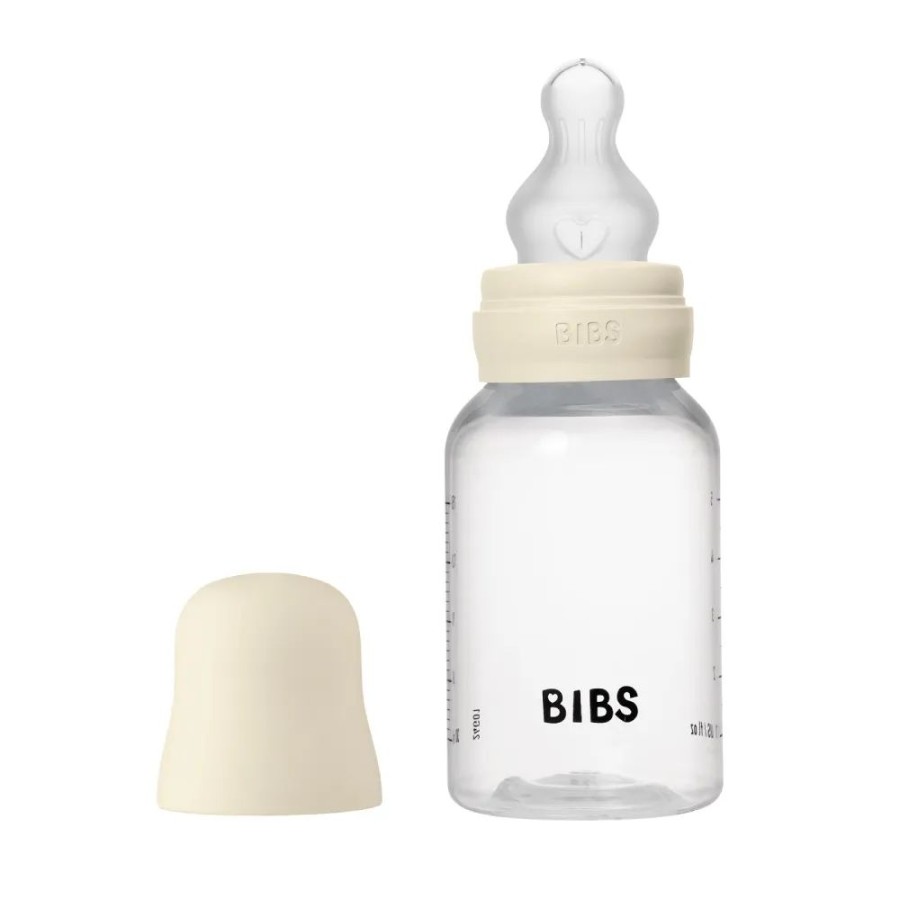 Bibs Σετ 2τμχ Πλαστικά Μπιμπερό 150ml / 270ml με Θηλές Σιλικόνης Ivory