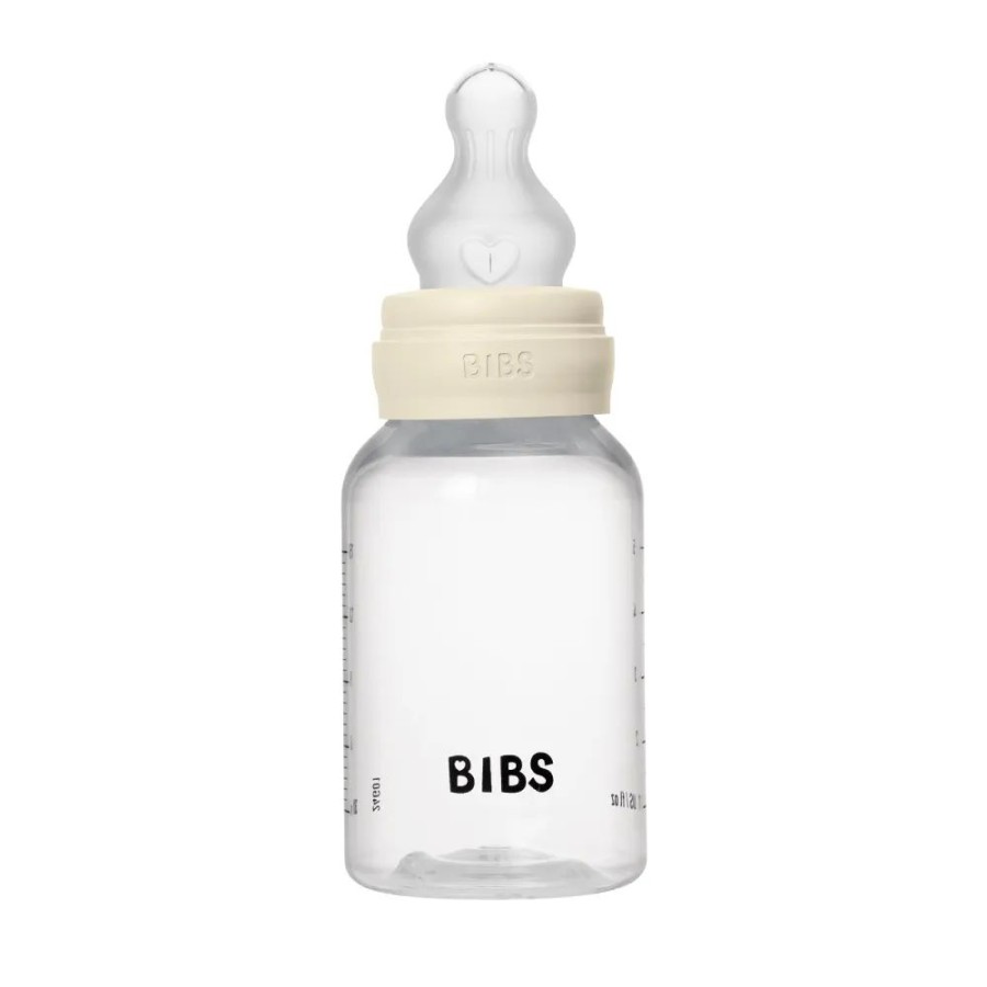 Bibs Σετ 2τμχ Πλαστικά Μπιμπερό 150ml / 270ml με Θηλές Σιλικόνης Ivory