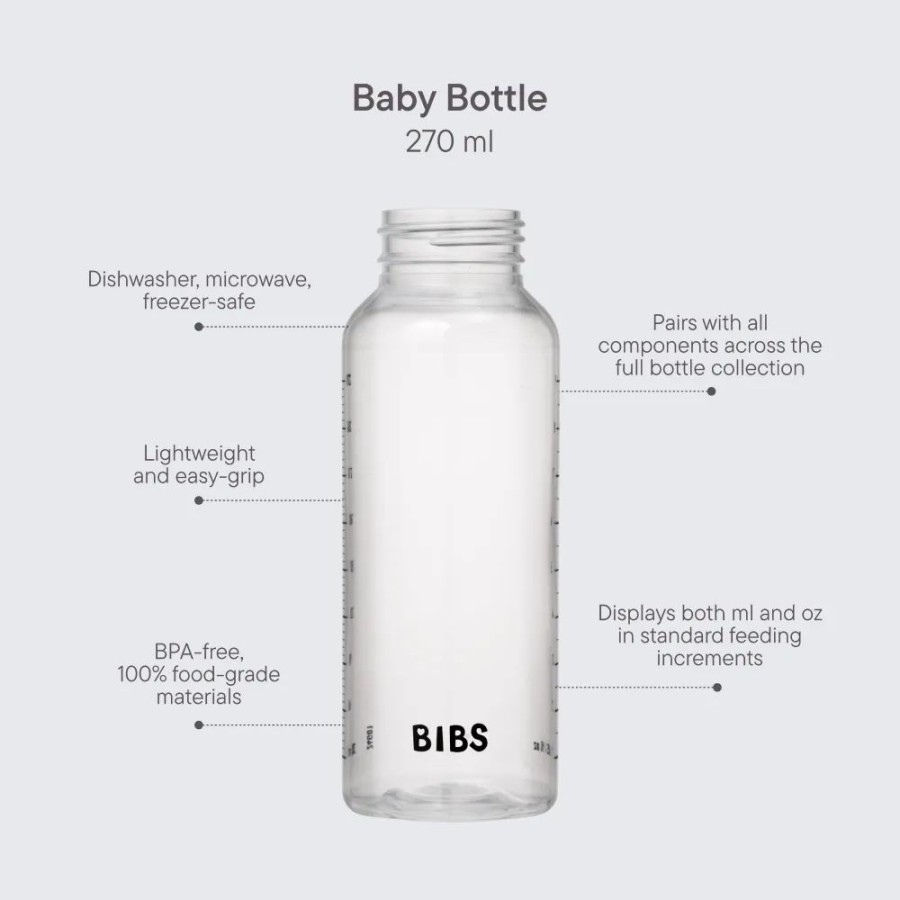Bibs Σετ 2τμχ Πλαστικά Μπιμπερό 150ml / 270ml με Θηλές Σιλικόνης Ivory