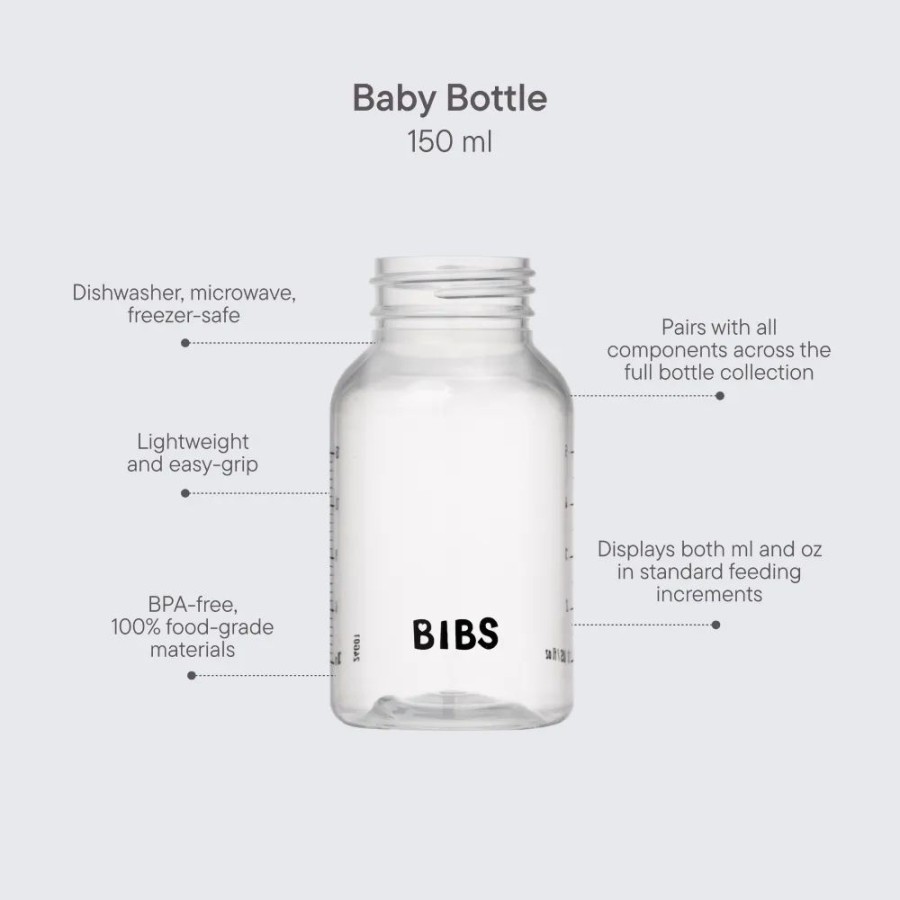 Bibs Σετ 2τμχ Πλαστικά Μπιμπερό 150ml / 270ml με Θηλές Σιλικόνης Ivory