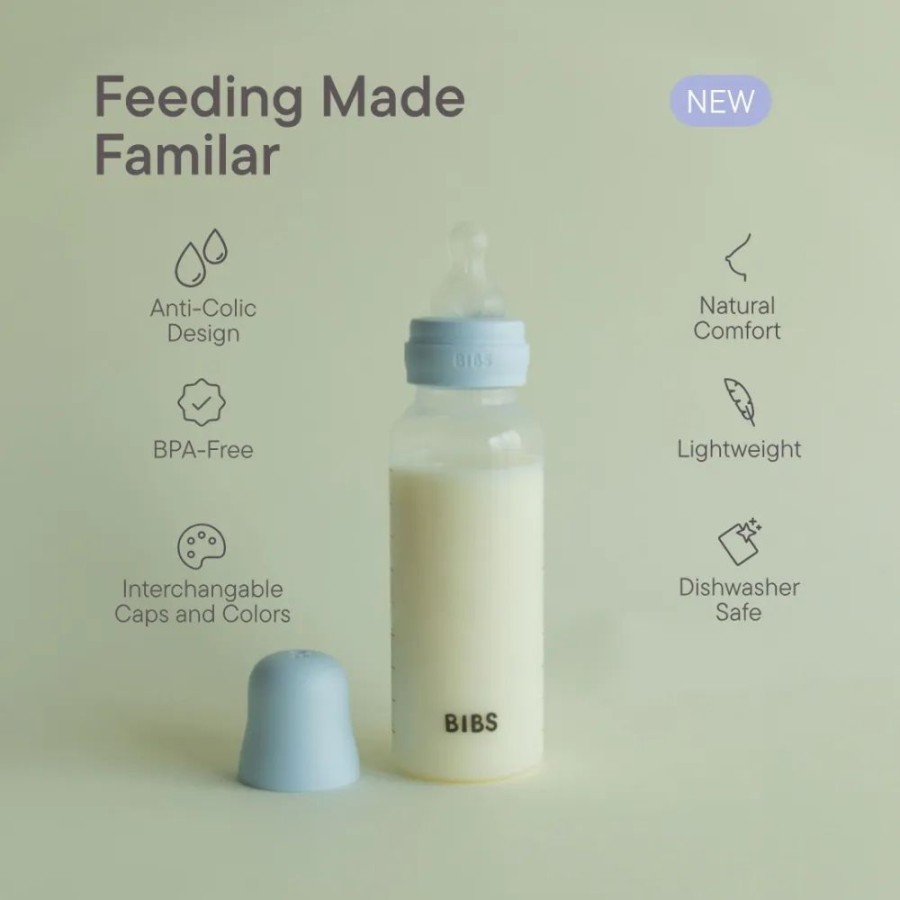Bibs Σετ 2τμχ Πλαστικά Μπιμπερό 150ml / 270ml με Θηλές Σιλικόνης Ivory