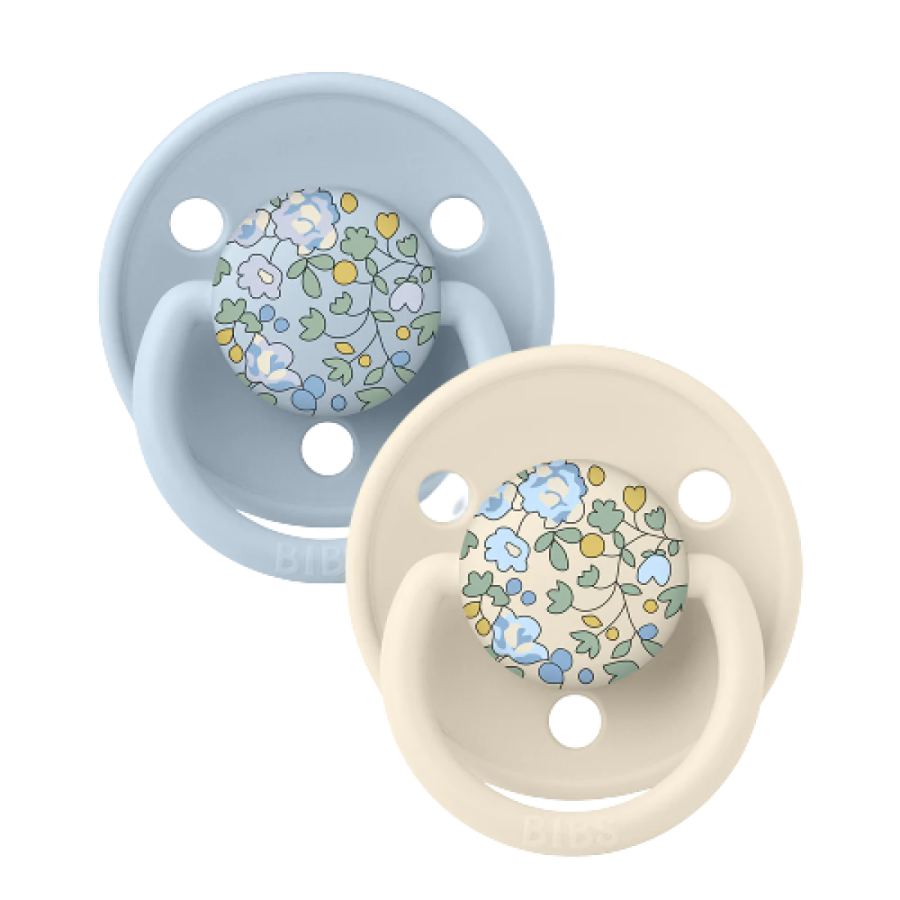 BIBS x Liberty De Lux Σετ Πιπίλες με Θηλή Σιλικόνης 2τμχ. Eloise Baby Blue Mix 0-36 μηνών