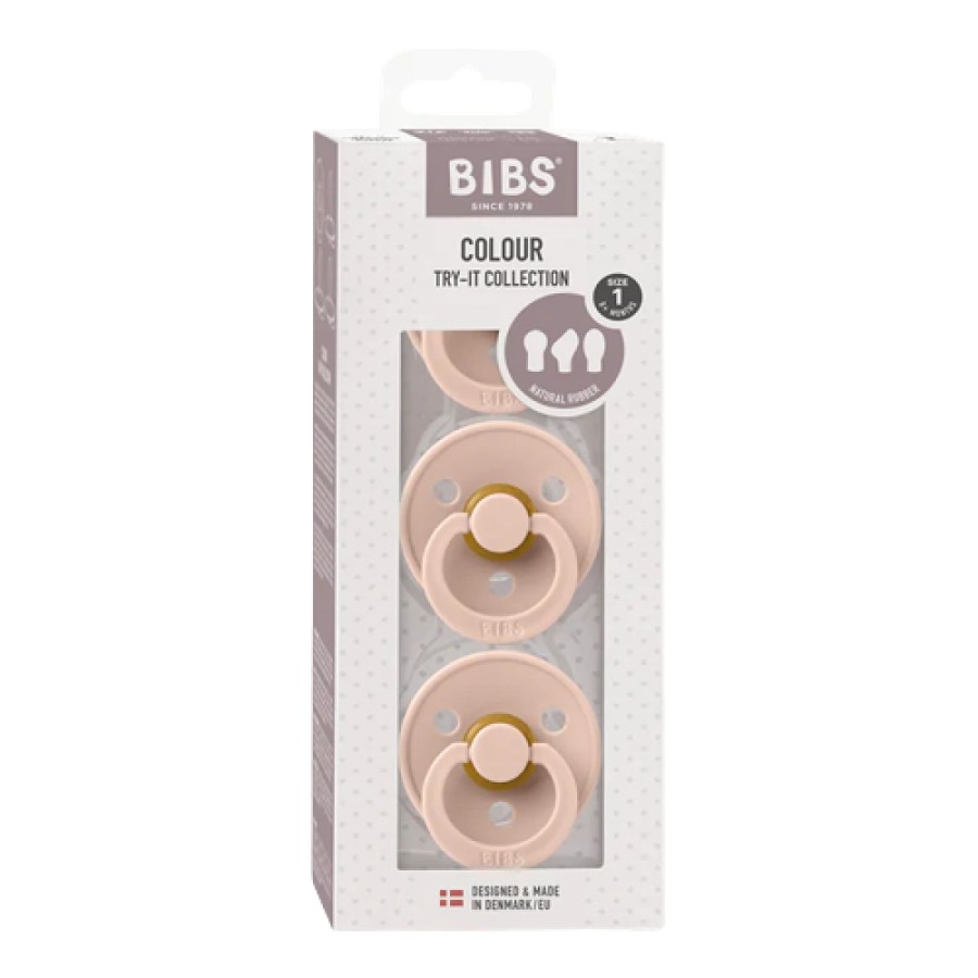 Bibs Σετ Πιπίλες Try-It Collection 100% Φυσικό Καουτσούκ Blush Pink 3τμχ. No1 0+ μηνών