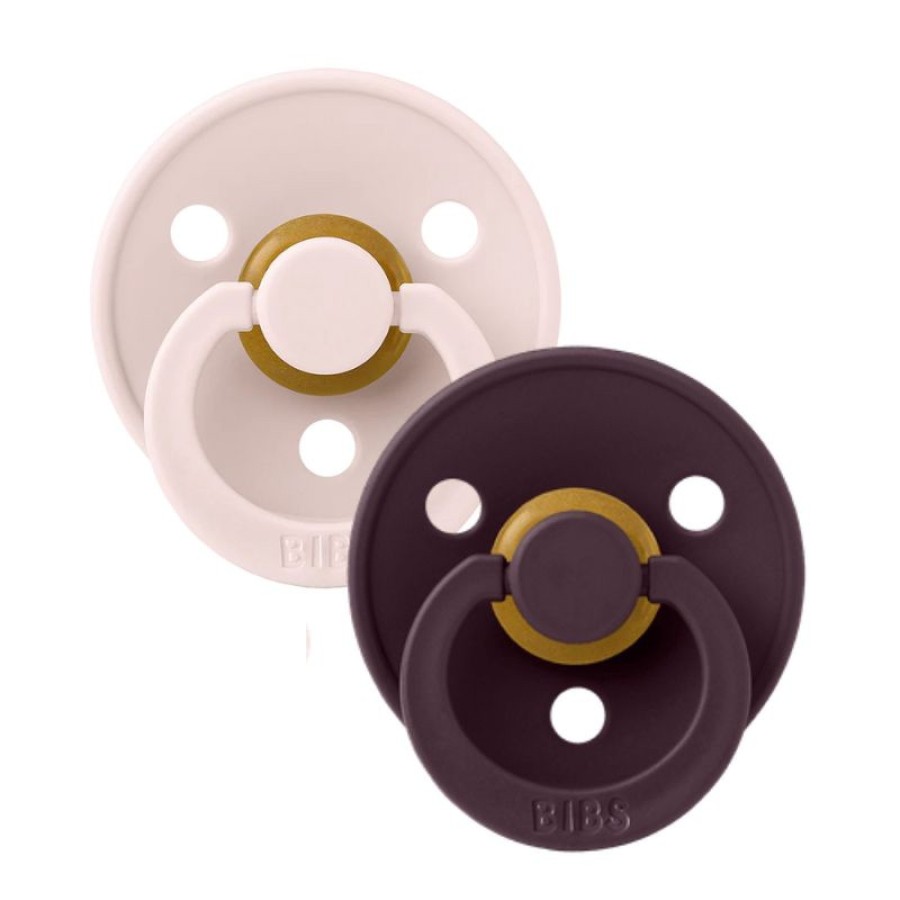 Πιπίλες Στρογγυλές Bibs Colour Petal / Plum από 100% Φυσικό Καουτσούκ 2τμχ. No2 6+ μηνών