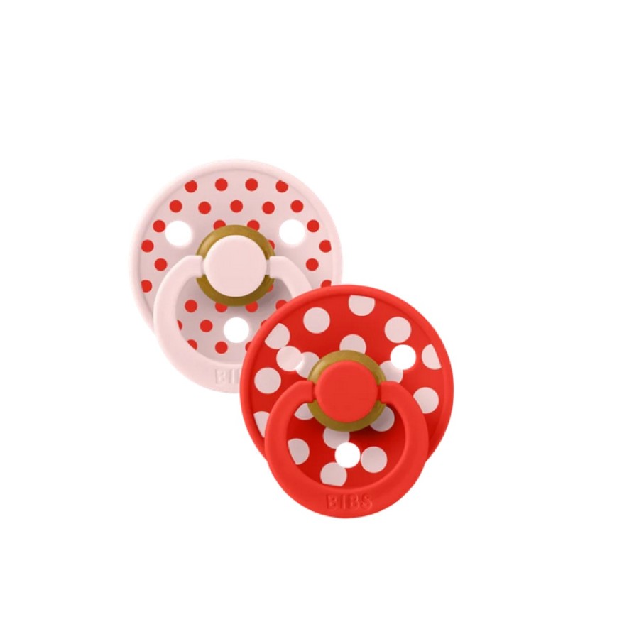 Πιπίλες Στρογγυλές Bibs Studio Collection Polka Dot Candy Apple/Blossom από 100% Φυσικό Καουτσούκ 2τμχ. No3 18+ μηνών
